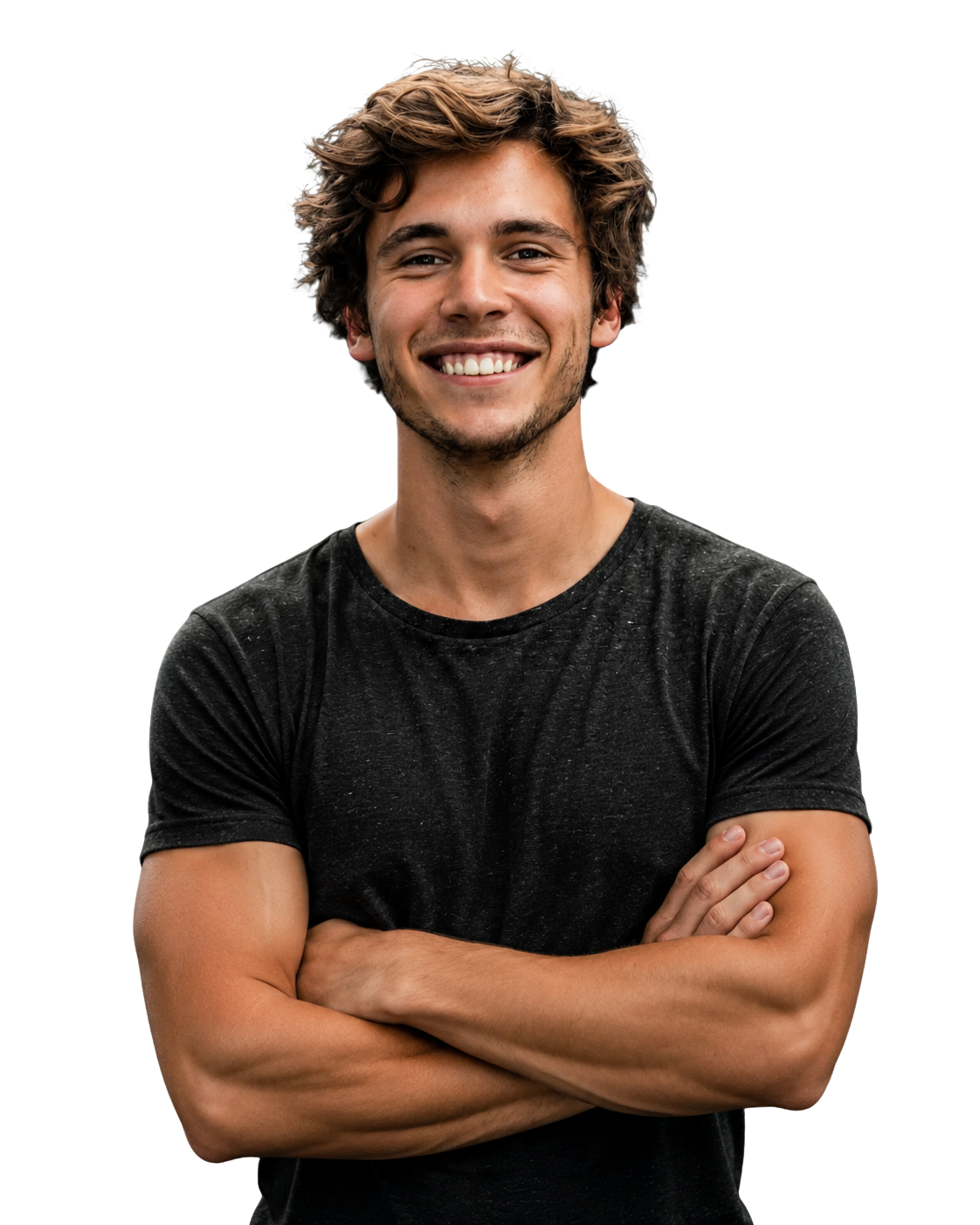 Man smiling with arms crossed.